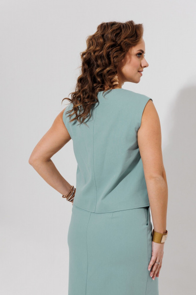 Голубой жилет и юбка из хлопка для демисезона Galean Style 969 голубой - фото 14