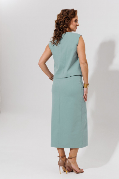 Голубой жилет и юбка из хлопка для демисезона Galean Style 969 голубой - фото 13