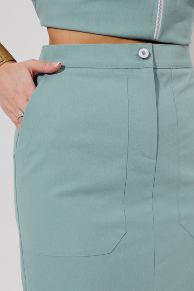 Голубой жилет и юбка из хлопка для демисезона Galean Style 969 голубой - фото 12