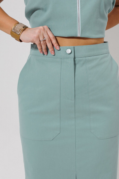 Голубой жилет и юбка из хлопка для демисезона Galean Style 969 голубой - фото 11