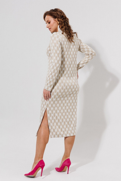 Длинное бежевое платье из трикотажа и вискозы Galean Style 971 беж - фото 11