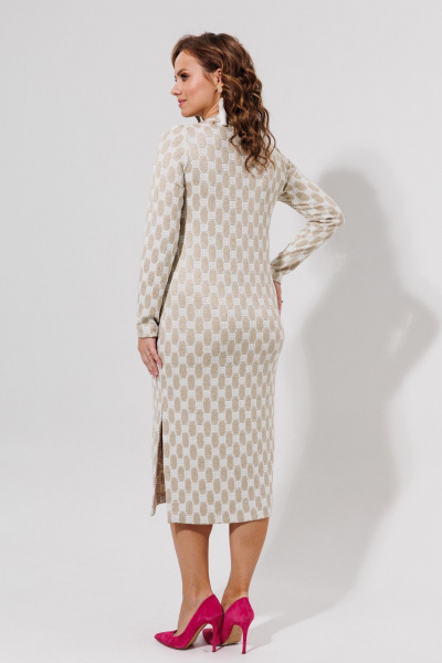 Длинное бежевое платье из трикотажа и вискозы Galean Style 971 беж - фото 10