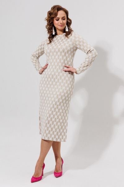 Длинное бежевое платье из трикотажа и вискозы Galean Style 971 беж - фото 6