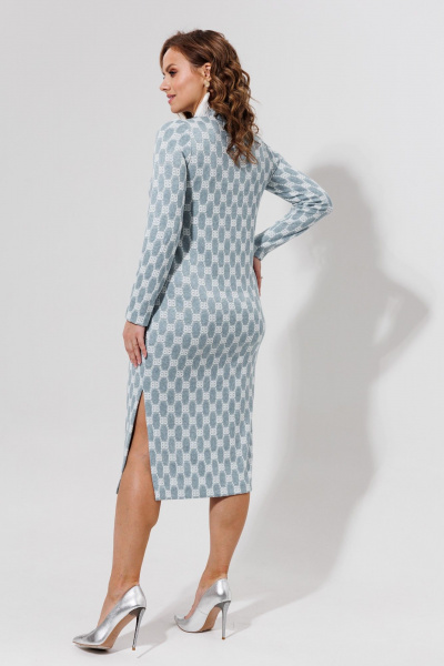 Длинное голубое платье из трикотажа и вискозы Galean Style 971 серо-голубой - фото 15