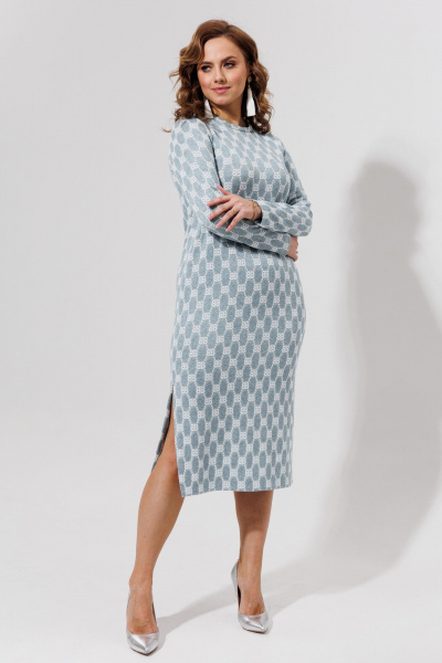 Длинное голубое платье из трикотажа и вискозы Galean Style 971 серо-голубой - фото 13