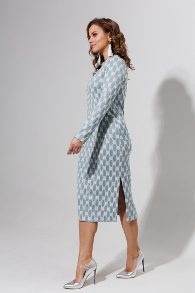 Длинное голубое платье из трикотажа и вискозы Galean Style 971 серо-голубой - фото 12