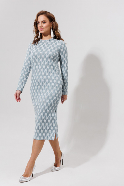 Длинное голубое платье из трикотажа и вискозы Galean Style 971 серо-голубой - фото 11