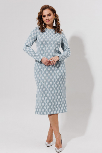 Длинное голубое платье из трикотажа и вискозы Galean Style 971 серо-голубой - фото 10