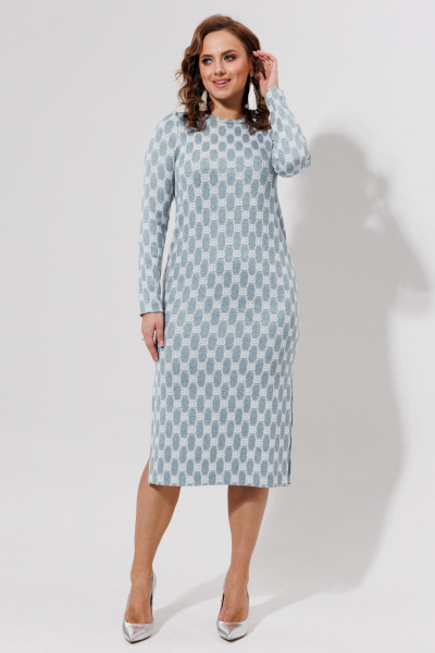 Длинное голубое платье из трикотажа и вискозы Galean Style 971 серо-голубой - фото 9