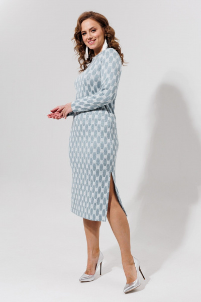 Длинное голубое платье из трикотажа и вискозы Galean Style 971 серо-голубой - фото 7