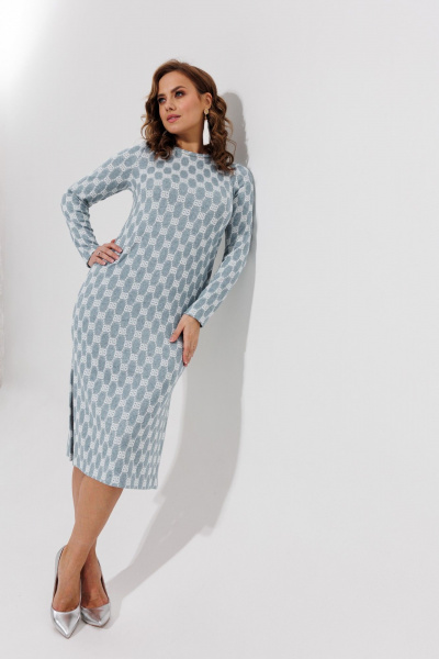 Длинное голубое платье из трикотажа и вискозы Galean Style 971 серо-голубой - фото 5