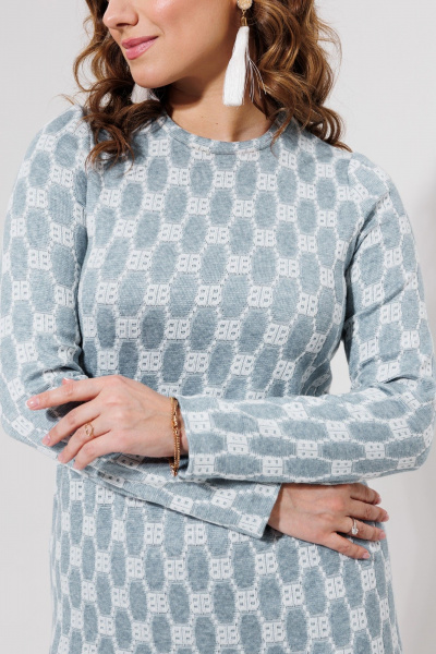 Длинное голубое платье из трикотажа и вискозы Galean Style 971 серо-голубой - фото 4