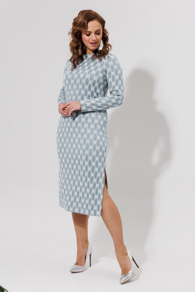 Длинное голубое платье из трикотажа и вискозы Galean Style 971 серо-голубой - фото 2