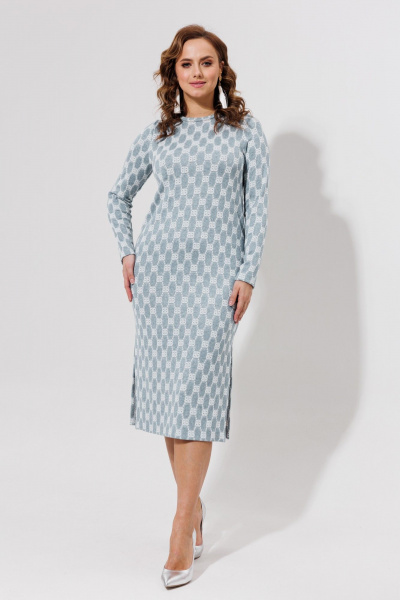 Длинное голубое платье из трикотажа и вискозы Galean Style 971 серо-голубой - фото 1