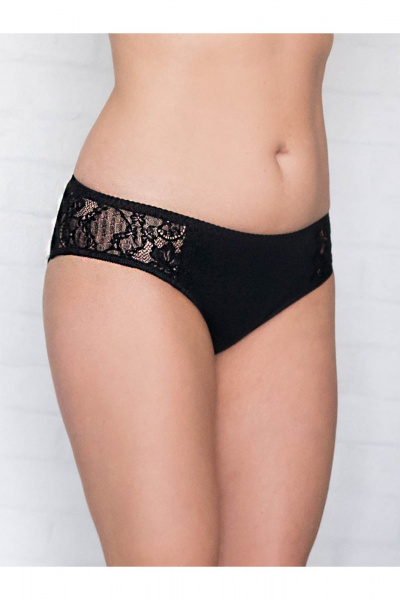 Классические хлопковые трусы с кружевом и средней посадкой Frank&Co 20210 черный - фото 6