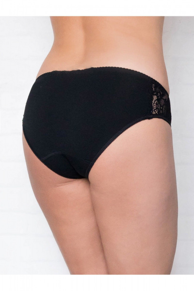 Классические хлопковые трусы с кружевом и средней посадкой Frank&Co 20210 черный - фото 5