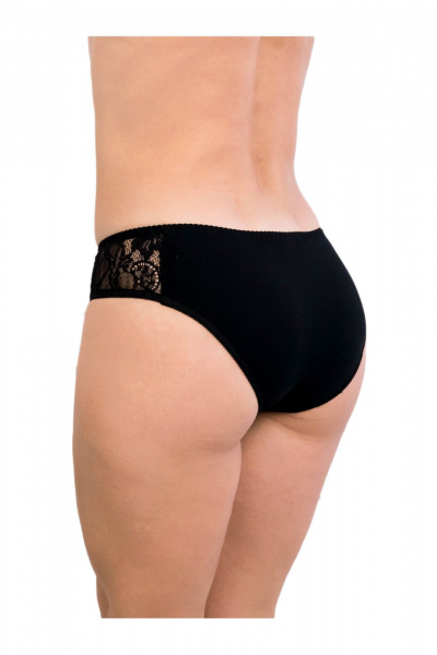 Классические хлопковые трусы с кружевом и средней посадкой Frank&Co 20210 черный - фото 4