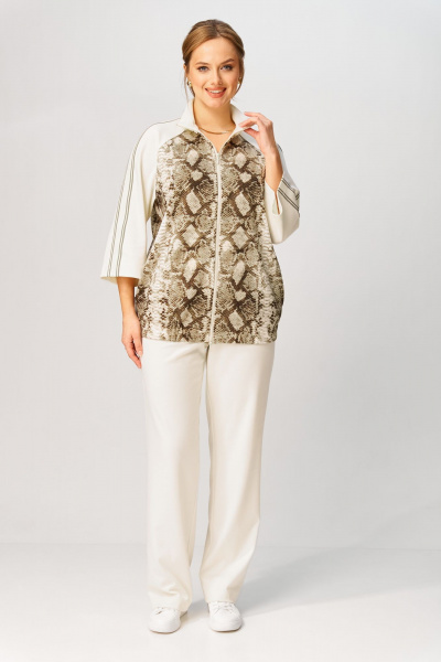 Брюки, джемпер Gizart 5367 молочный_олива_питон - фото 9