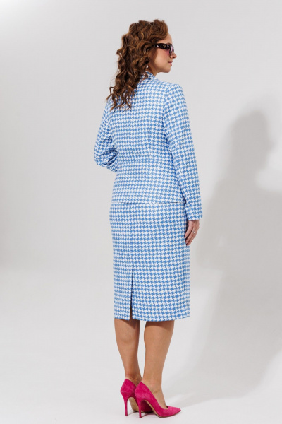 Синий костюм юбка и жакет из текстиля для офиса Galean Style 973 - фото 21