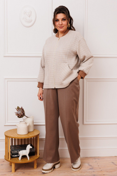 Бежевый и коричневый костюм 2-ка для повседневной носки Romanovich Style 2-2776 кэмел - фото 3