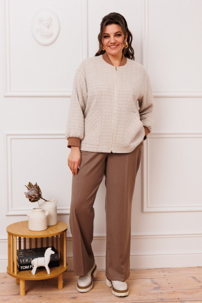 Бежевый и коричневый костюм 2-ка для повседневной носки Romanovich Style 2-2776 кэмел - фото 1