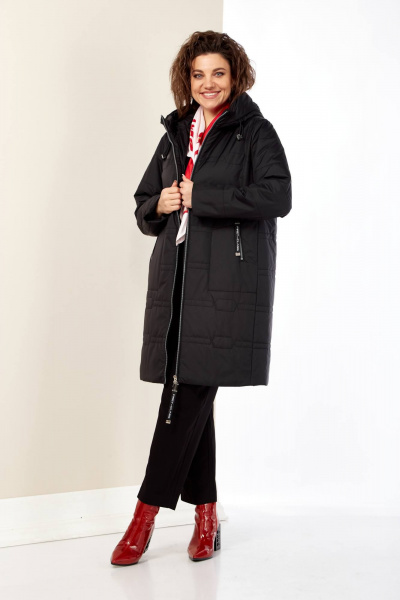 Черная демисезонная куртка с капюшоном на регулируемой кулисе Shetti 2180 черный - фото 9