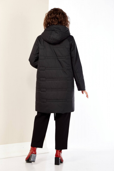 Черная демисезонная куртка с капюшоном на регулируемой кулисе Shetti 2180 черный - фото 7