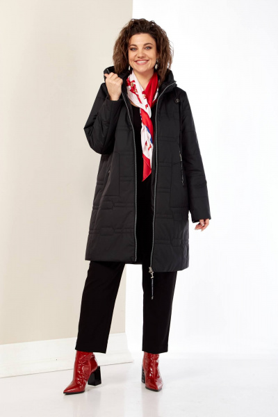 Черная демисезонная куртка с капюшоном на регулируемой кулисе Shetti 2180 черный - фото 5