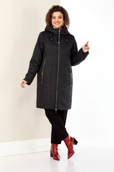 Черная демисезонная куртка с капюшоном на регулируемой кулисе Shetti 2180 черный - фото 4
