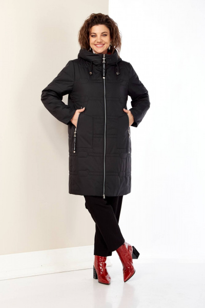Черная демисезонная куртка с капюшоном на регулируемой кулисе Shetti 2180 черный - фото 2