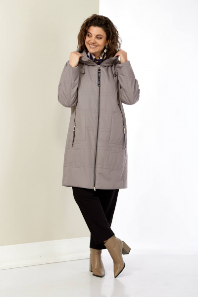 Серая демисезонная куртка с утеплителем и капюшоном Shetti 2180 пудра - фото 5