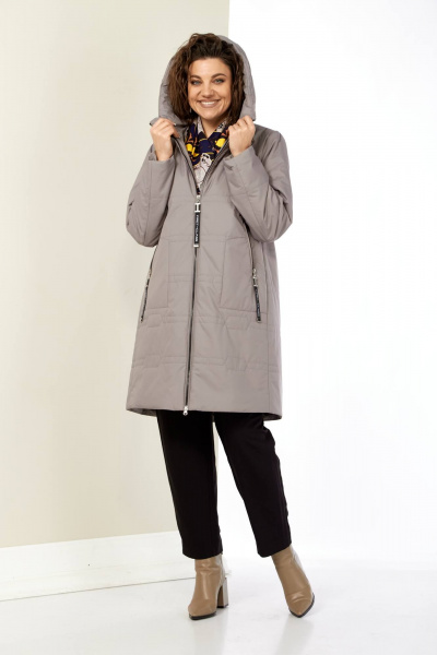 Серая демисезонная куртка с утеплителем и капюшоном Shetti 2180 пудра - фото 1