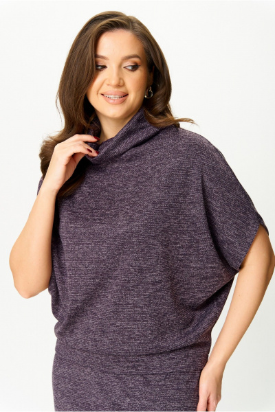 Круглогодичная трикотажная блуза свободного кроя на плечо AXXA 143 - фото 3