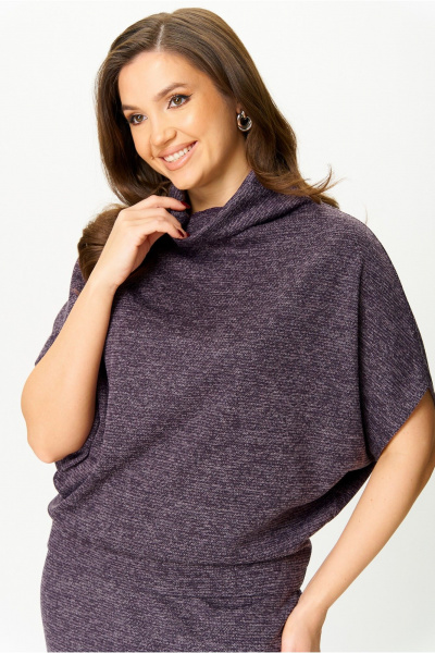 Круглогодичная трикотажная блуза свободного кроя на плечо AXXA 143 - фото 1