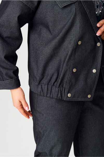 Джинсовый костюм жакет и зауженные брюки для casual Aira Style 24219 графитовый - фото 9