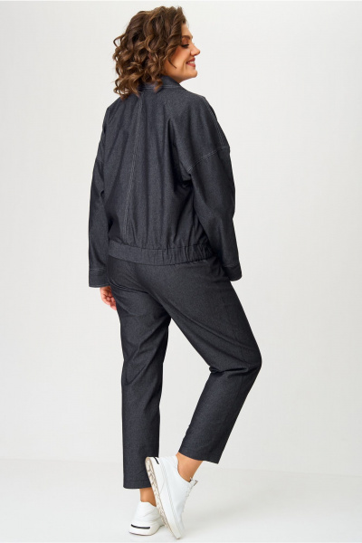 Джинсовый костюм жакет и зауженные брюки для casual Aira Style 24219 графитовый - фото 7