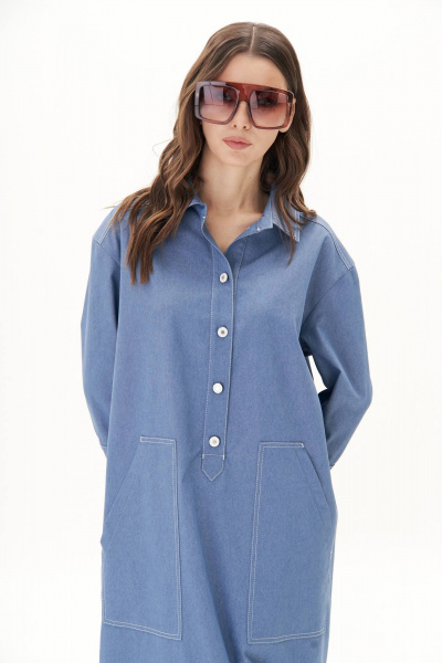 Платье свободного А-силуэта из хлопка с карманами Fantazia Mod 5096 - фото 4