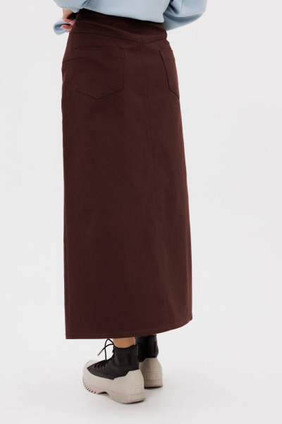 Демисезонная джинсовая юбка-годе с разрезом и карманами Fantazia Mod 5029 - фото 6