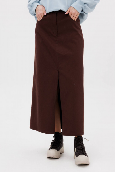 Демисезонная джинсовая юбка-годе с разрезом и карманами Fantazia Mod 5029 - фото 4