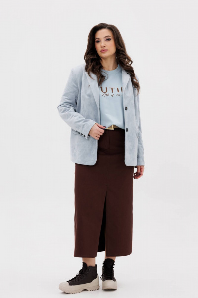 Демисезонная джинсовая юбка-годе с разрезом и карманами Fantazia Mod 5029 - фото 2