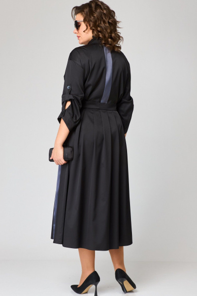 Платье до бедра из текстильной ткани с запахом и разрезом EVA GRANT 7176А черный - фото 13