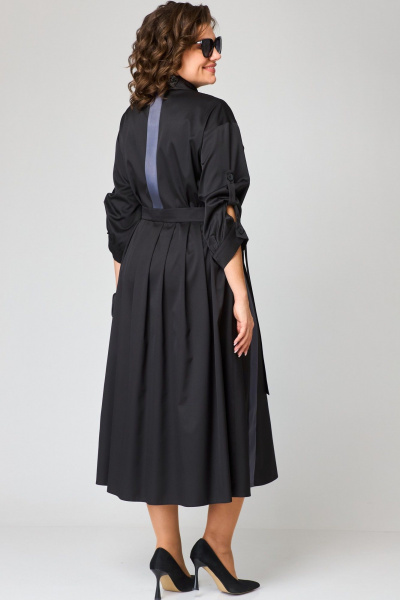 Платье до бедра из текстильной ткани с запахом и разрезом EVA GRANT 7176А черный - фото 11
