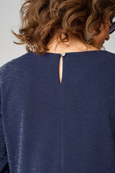 Нарядное платье из шифона и трикотажа с цветком EVA GRANT 7216В темно-синий - фото 9