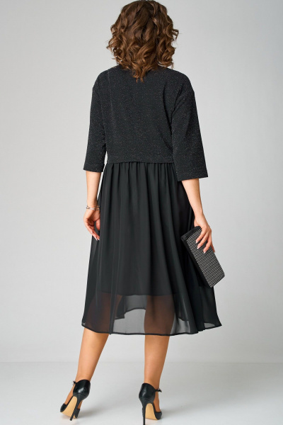 Классическое платье из шифона и трикотажа с декоративными вставками EVA GRANT 7216В черный - фото 11