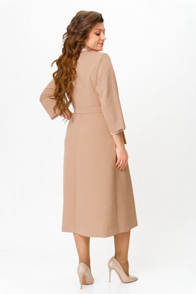 Платье из плательной ткани с сеткой и съемным поясом Bonna Image 960/2 бежевый - фото 12