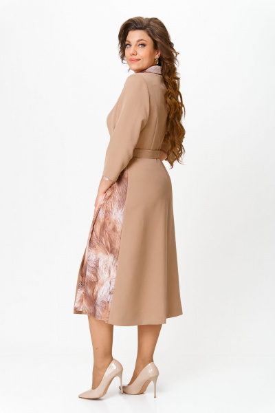 Платье из плательной ткани с сеткой и съемным поясом Bonna Image 960/2 бежевый - фото 11