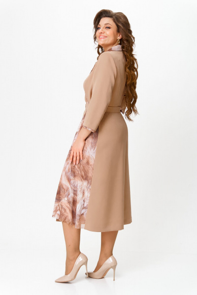 Платье из плательной ткани с сеткой и съемным поясом Bonna Image 960/2 бежевый - фото 9