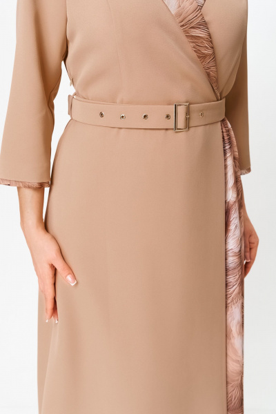Платье из плательной ткани с сеткой и съемным поясом Bonna Image 960/2 бежевый - фото 5