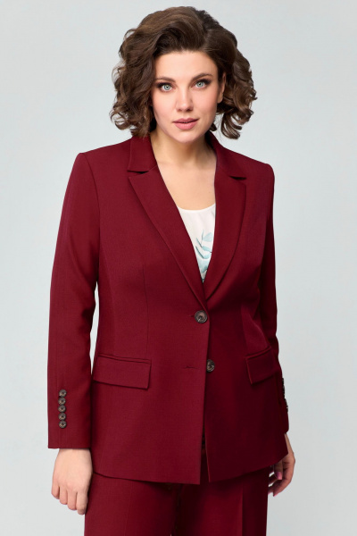 Костюм жилет и брюки из текстиля с декором пуговиц Мишель стиль 1177 бордовый - фото 4