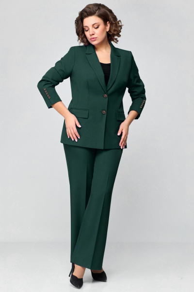 Костюм жилет и брюки из текстиля с резинкой по спинке Мишель стиль 1177 т_зеленый - фото 4